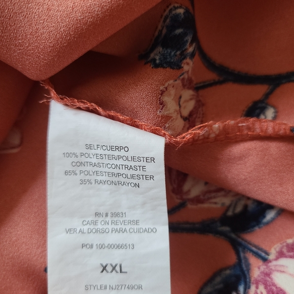 Rewind Women's Pink Boho Floral Roll-up Sleeves Lightweight Top - Picture 9 of 12